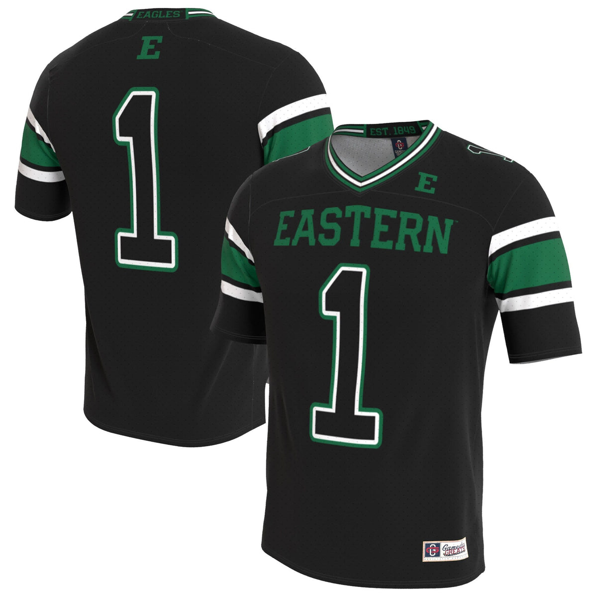 Eastern Michigan Eagles Lightweight Collegiate Football Blackout Fashion Jersey product image 1, provided for visual
