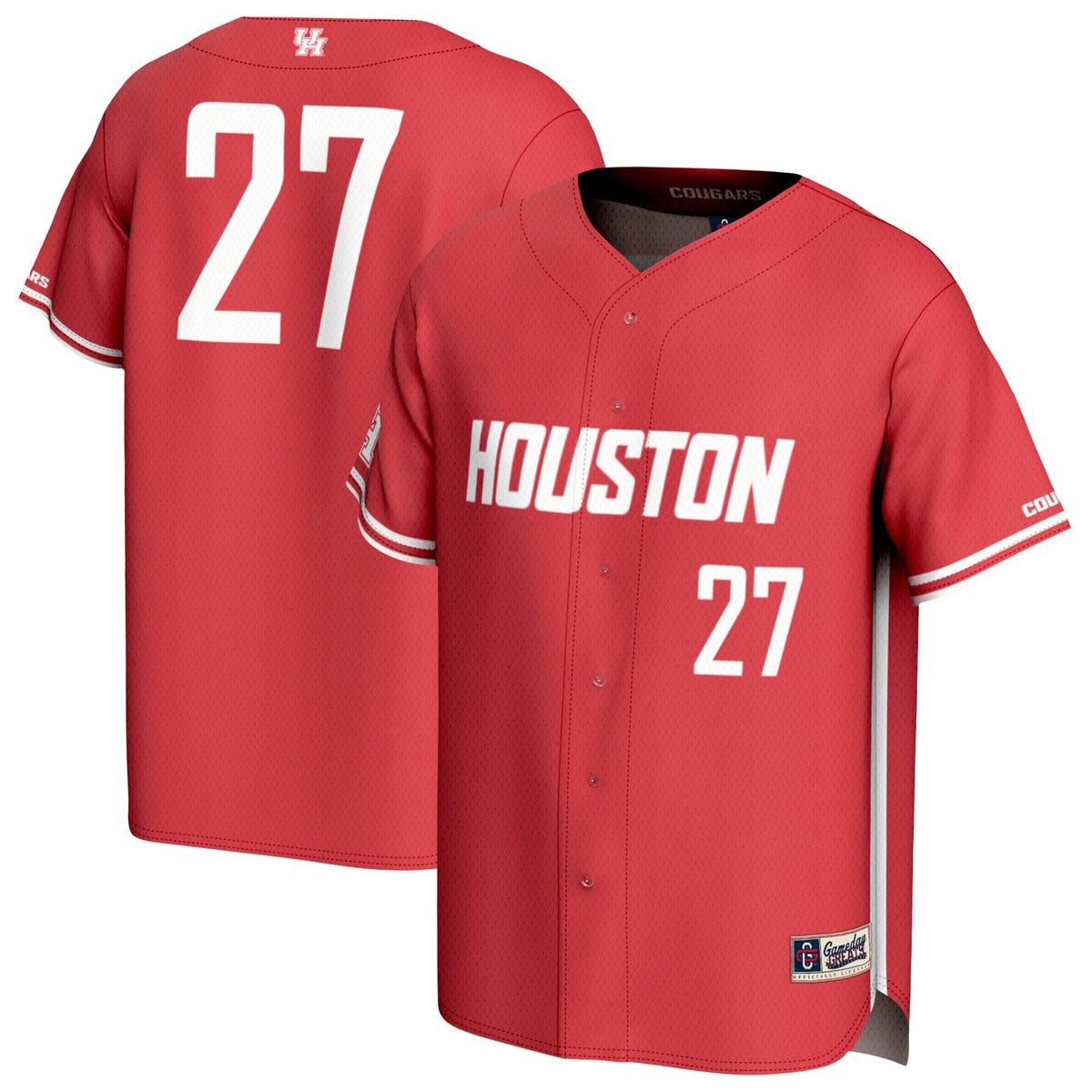 #27 Houston Cougars Adult Lightweight Collegiate Baseball Fashion Jersey - Red product image 2, provided for visual