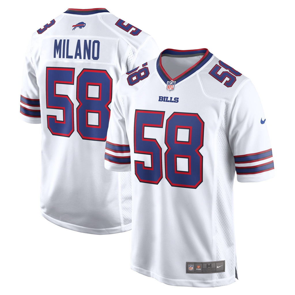 Buffalo Bills Matt Milano White Away Game Player Jersey product image 2, provided for visual reference and product detail