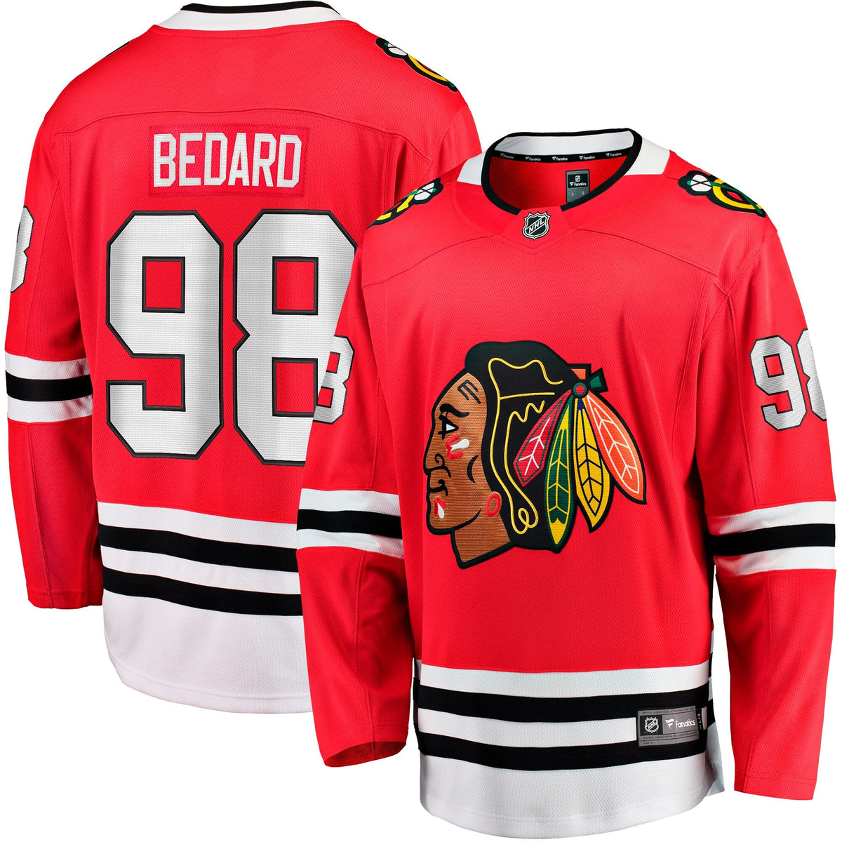 Chicago Blackhawks Connor Bedard Red Home Breakaway Player Jersey product image 1, provided for visual reference and product