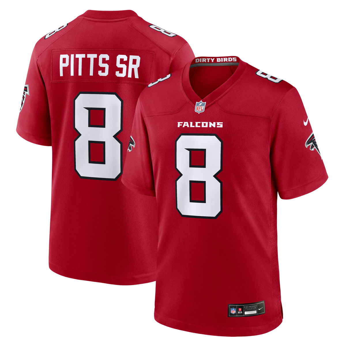 Atlanta Falcons Kyle Pitts Sr. Red Game Jersey product image 1, provided for visual reference and product detail review