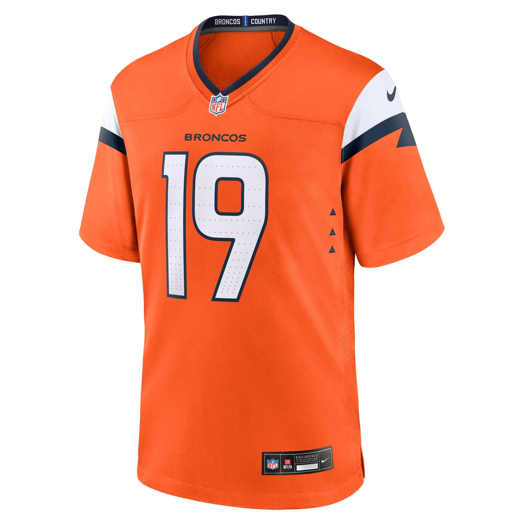 Denver Broncos Marvin Mims Jr Orange Team Game Jersey product image 2, provided for visual reference and product detail