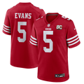 San Francisco 49ers Mike Evans Scarlet 80th Anniversary Game Jersey product image 1, provided for visual reference and