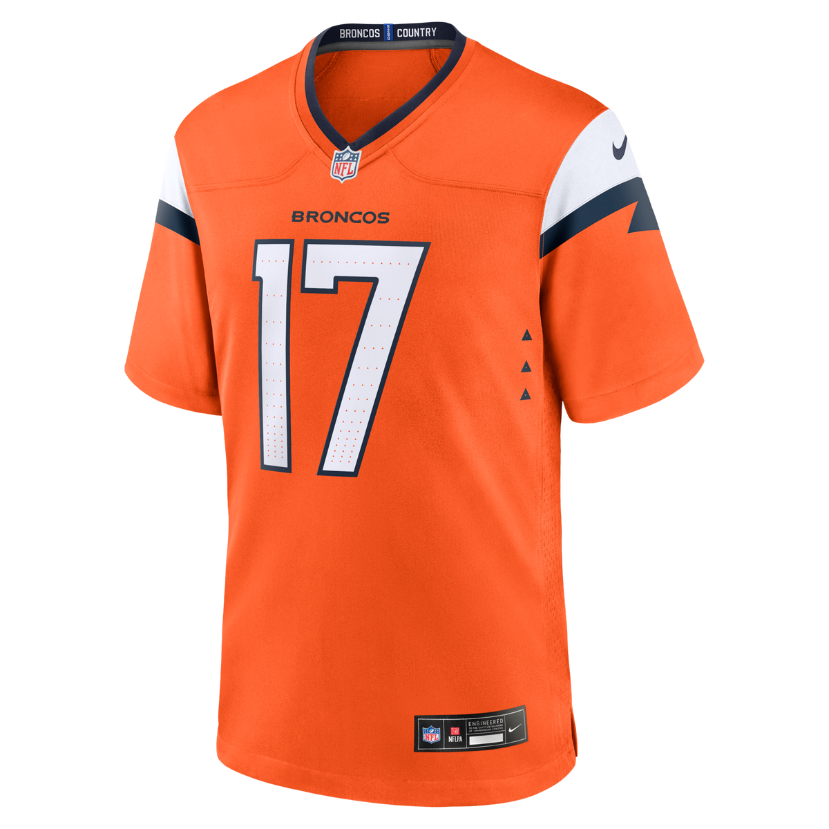 Denver Broncos Jaylen Waddle Orange Game Jersey product image 3, provided for visual reference and product detail review