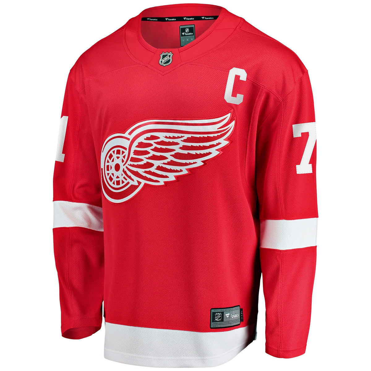 Detroit Red Wings Dylan Larkin Branded Red Captain Home Breakaway Jersey product image 3, provided for visual reference and