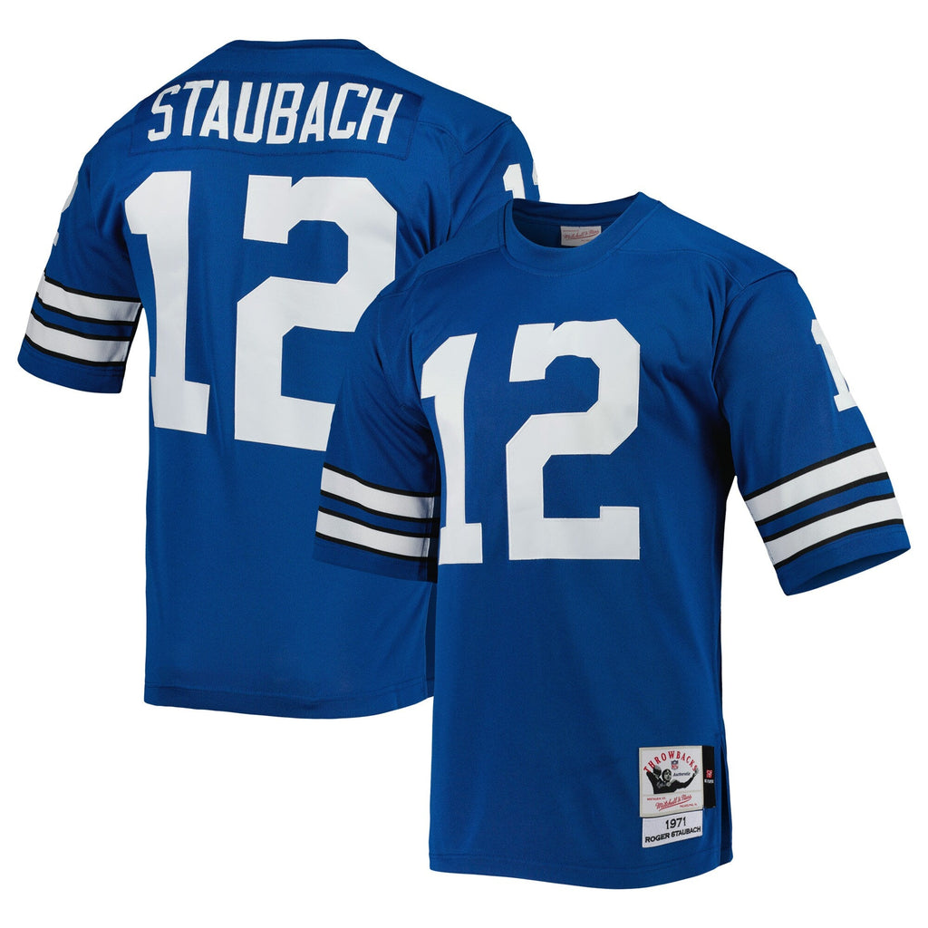 Dallas Cowboys 1971 Roger Staubach Royal Authentic Throwback Retired Player Jersey product image 1, provided for visual