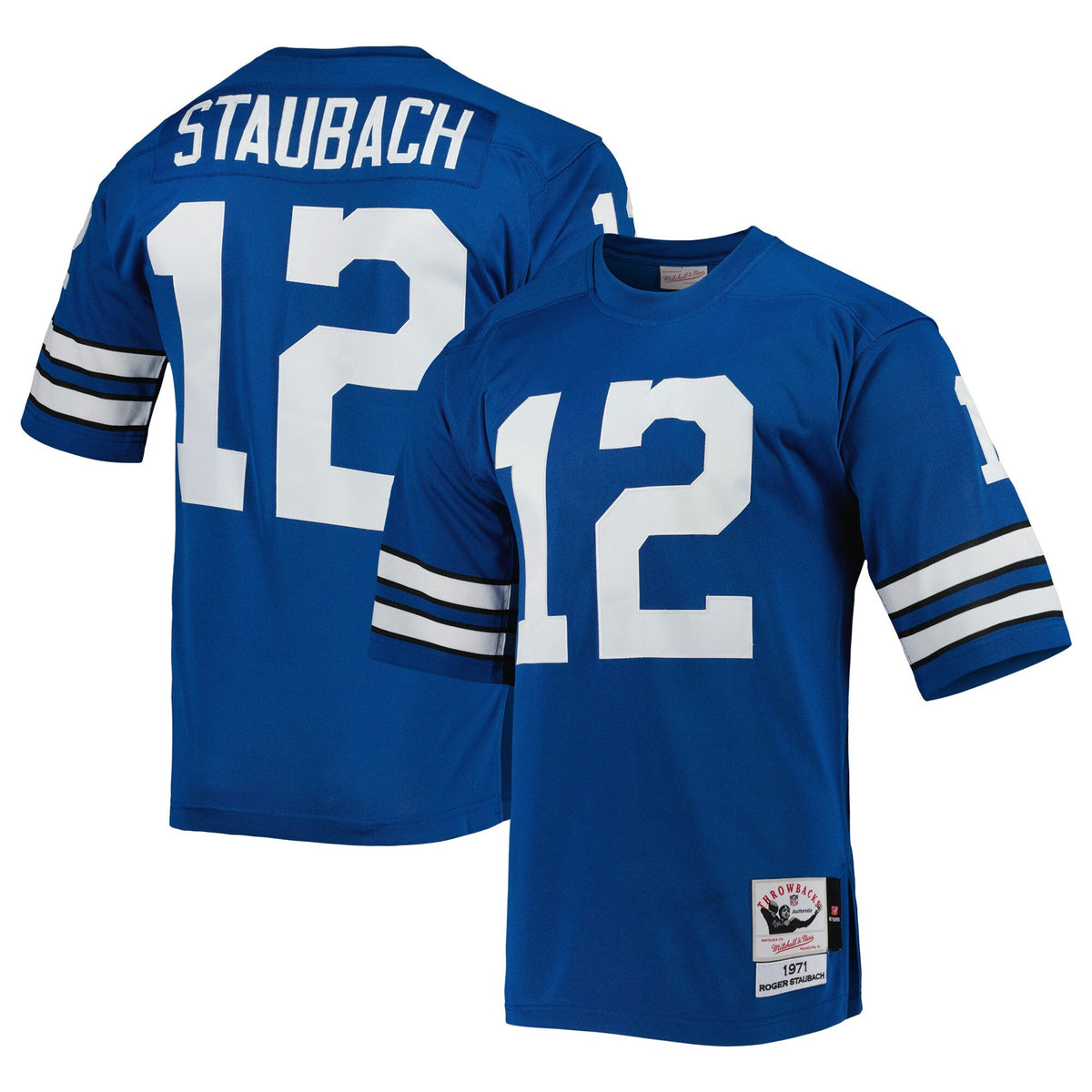 Dallas Cowboys 1971 Roger Staubach Royal Authentic Throwback Retired Player Jersey product image 1, provided for visual