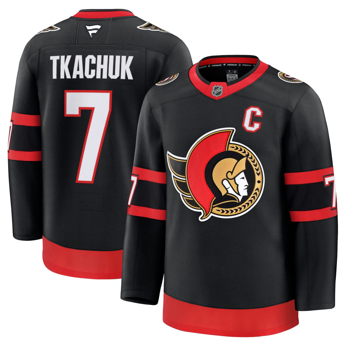Ottawa Senators Brady Tkachuk Black Home Premium Jersey product image 2, provided for visual reference and product detail