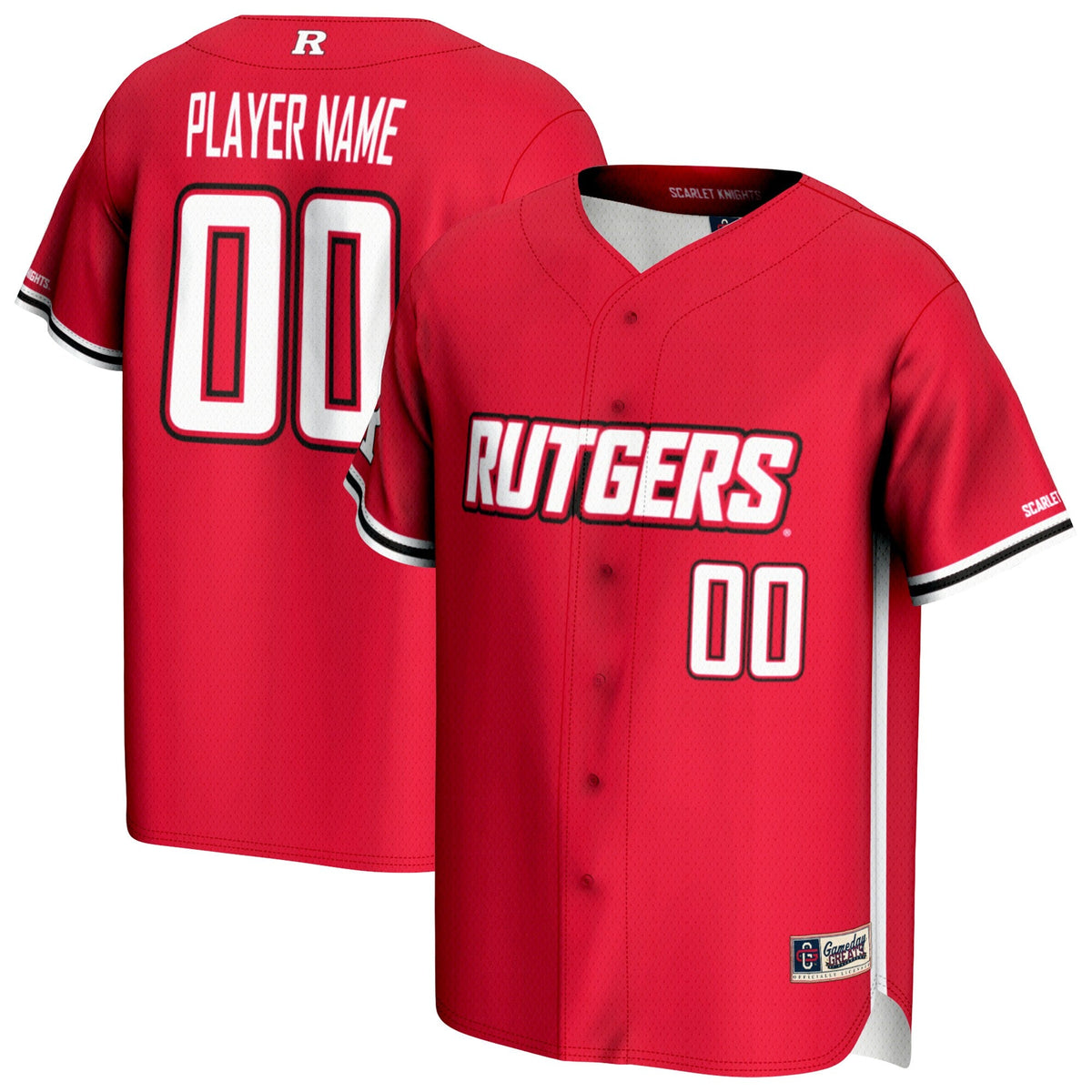 Rutgers Scarlet Knights NIL Pick-A-Player Lightweight Baseball Jersey - Scarlet product image 1, provided for visual