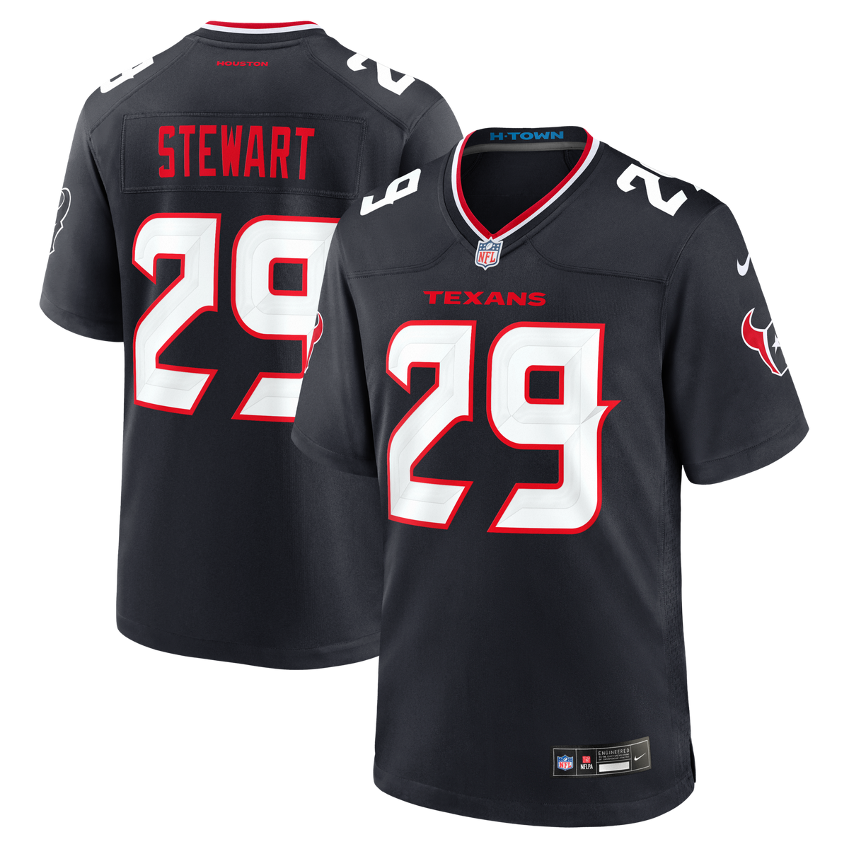 Houston Texans M.J. Stewart Navy Team Game Jersey product image 1, provided for visual reference and product detail review