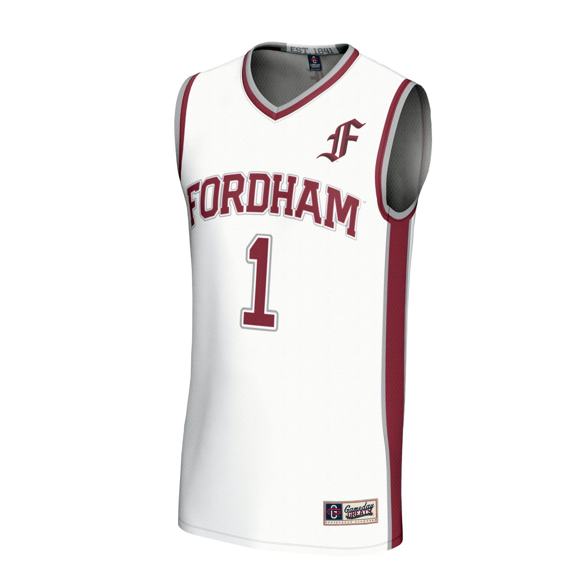 #1 Fordham Rams Lightweight Collegiate Basketball Fashion Jersey - White product image 3, provided for visual reference and