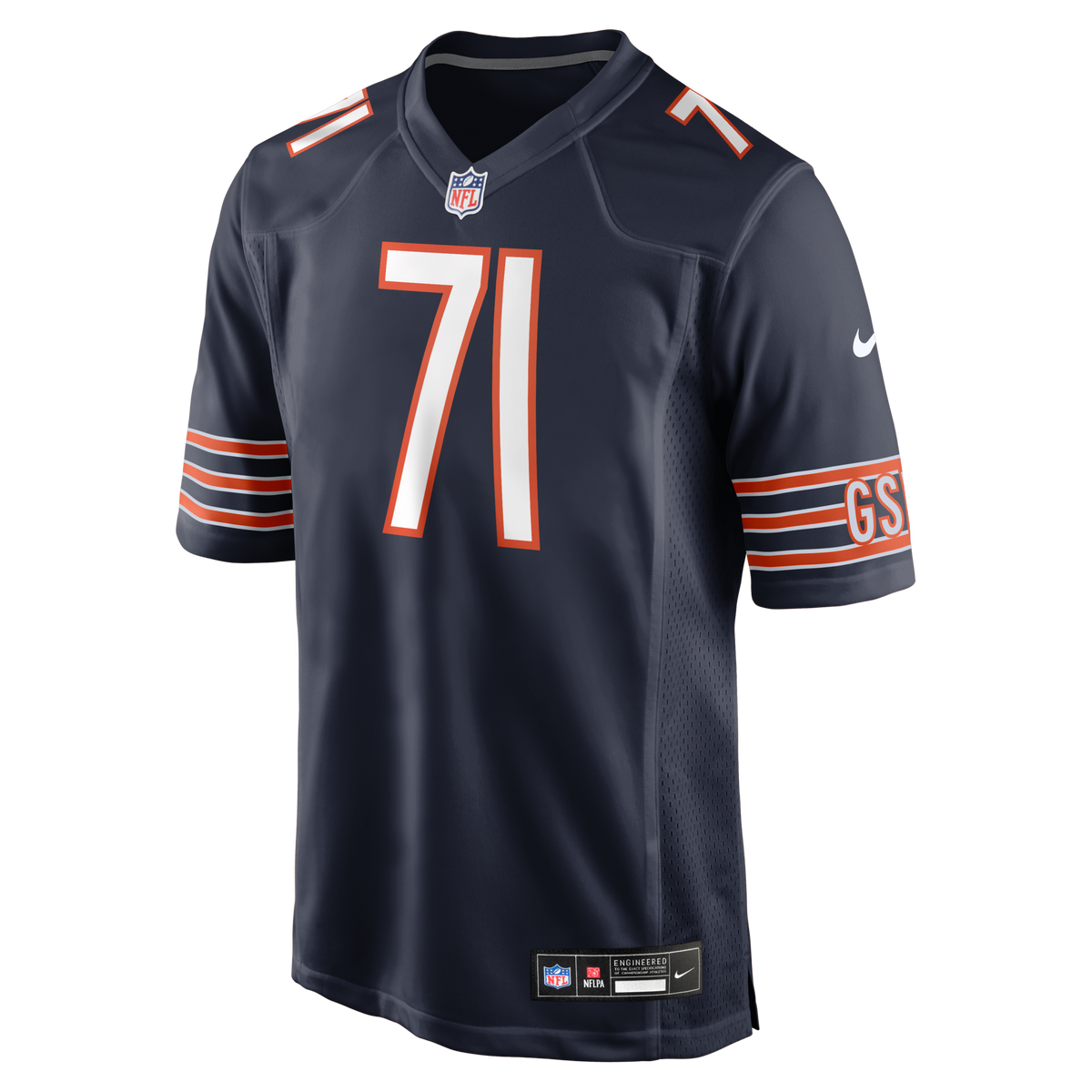 Chicago Bears Ryan Bates Navy Game Jersey product image 2, provided for visual reference and product detail review