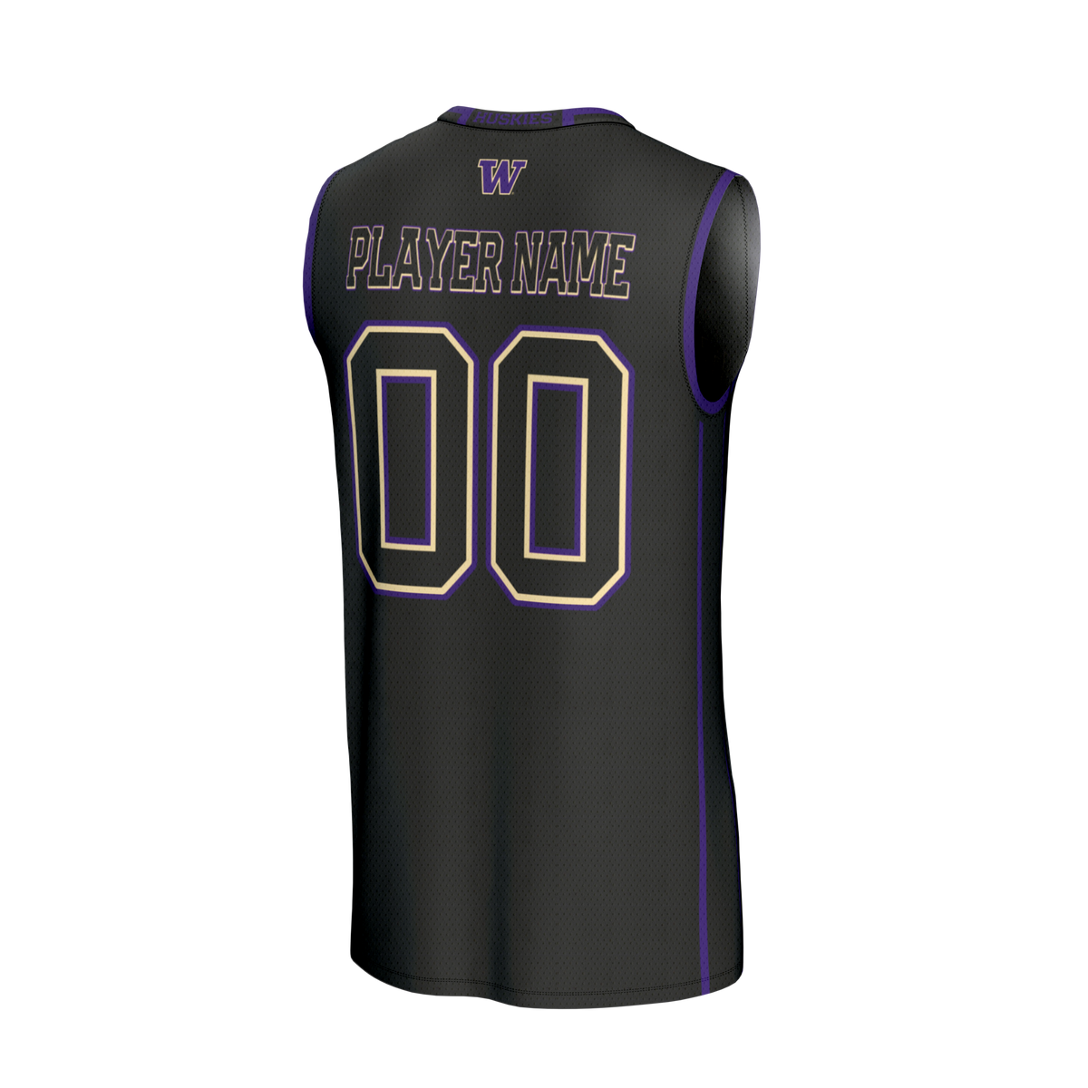 Washington Huskies Lightweight Collegiate Basketball NIL Pick-A-Player Fashion Jersey - Black product image 4, provided for