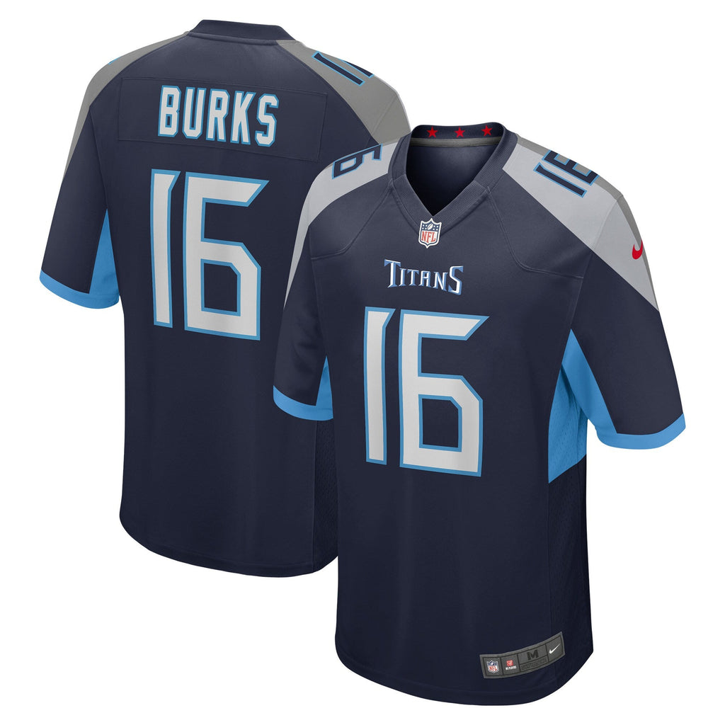 Tennessee Titans Treylon Burks Navy Player Game Jersey product image 1, provided for visual reference and product detail