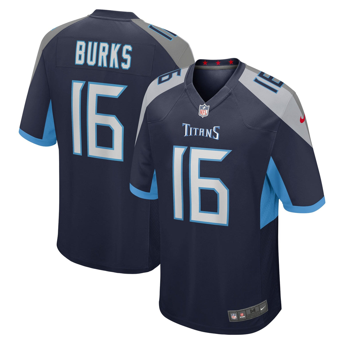 Tennessee Titans Treylon Burks Navy Player Game Jersey product image 1, provided for visual reference and product detail