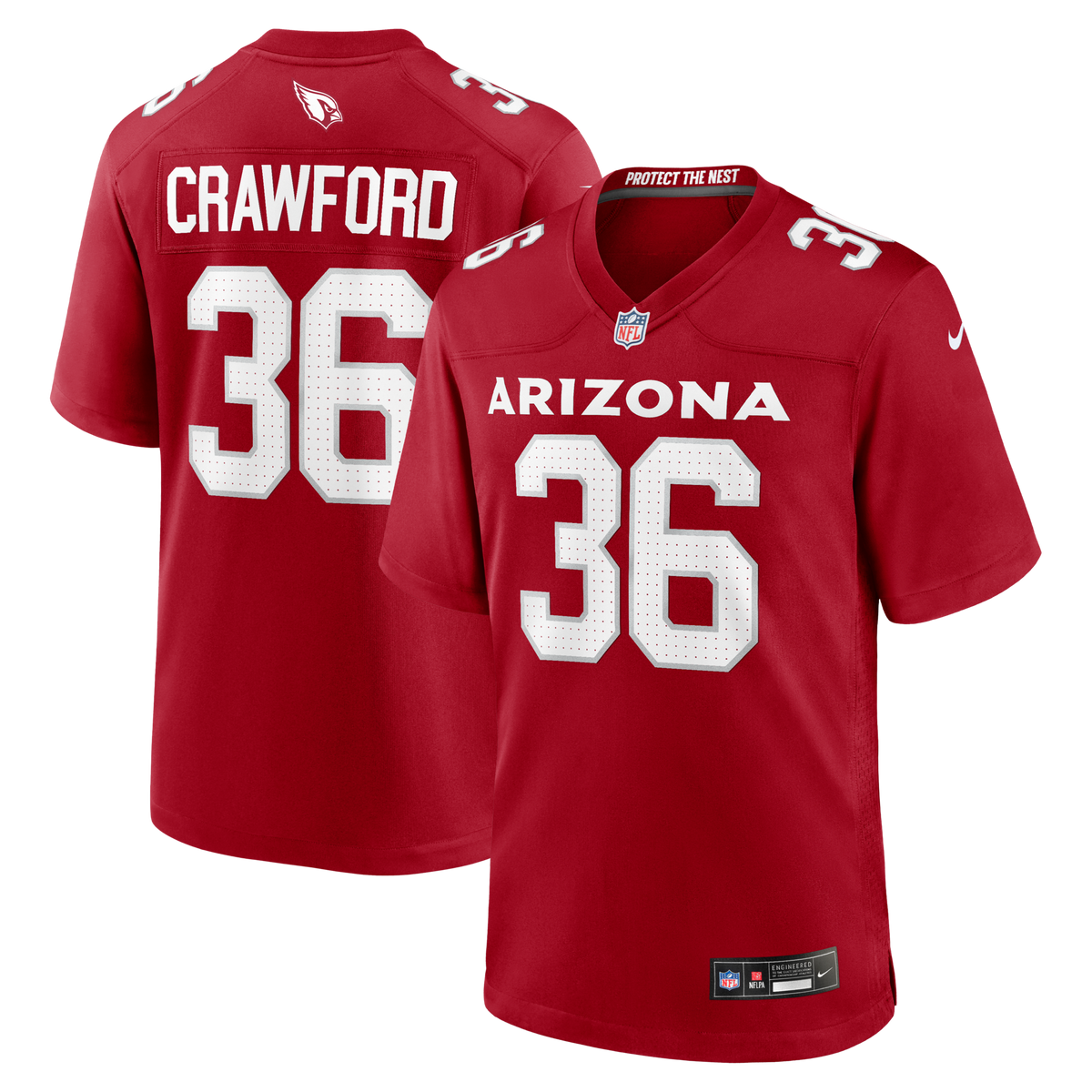 Arizona Cardinals Kitan Crawford Cardinal Team Game Jersey product image 1, provided for visual reference and product detail