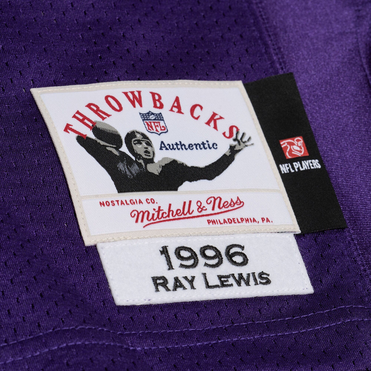 Baltimore Ravens Ray Lewis Purple 1996 Authentic Throwback Jersey product image 6, provided for visual reference and product