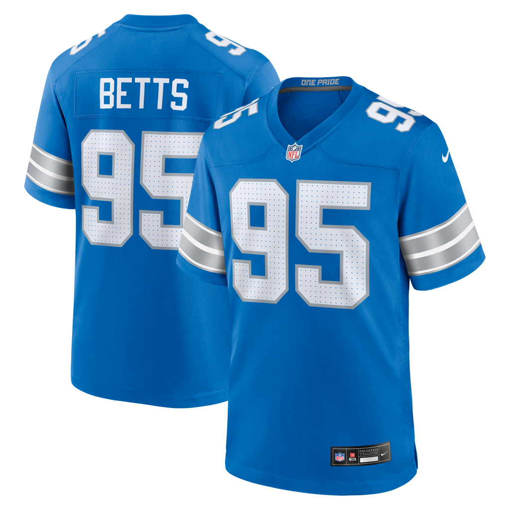 Detroit Lions Mathieu Betts Blue Game Jersey product image 1, provided for visual reference and product detail review