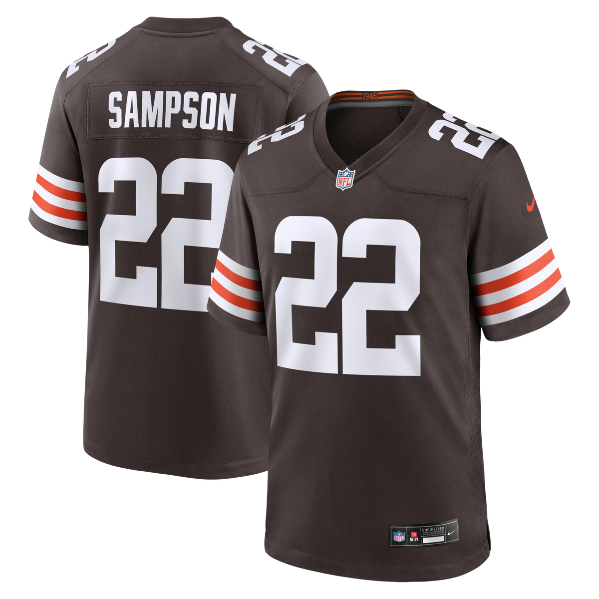 Cleveland Browns Dylan Sampson Brown Team Game Jersey product image 1, provided for visual reference and product detail