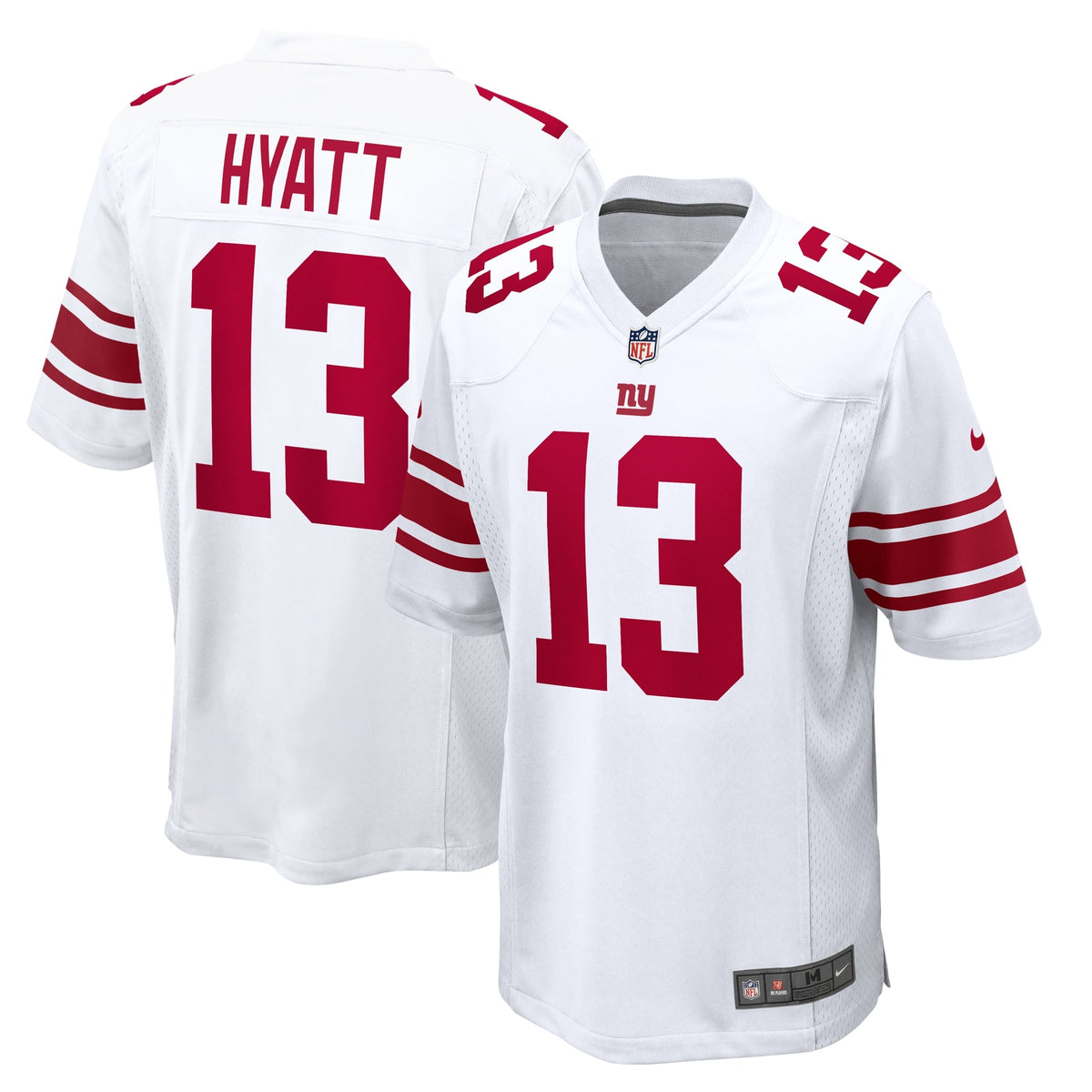 New York Giants Jalin Hyatt White Game Jersey product image 1, provided for visual reference and product detail review