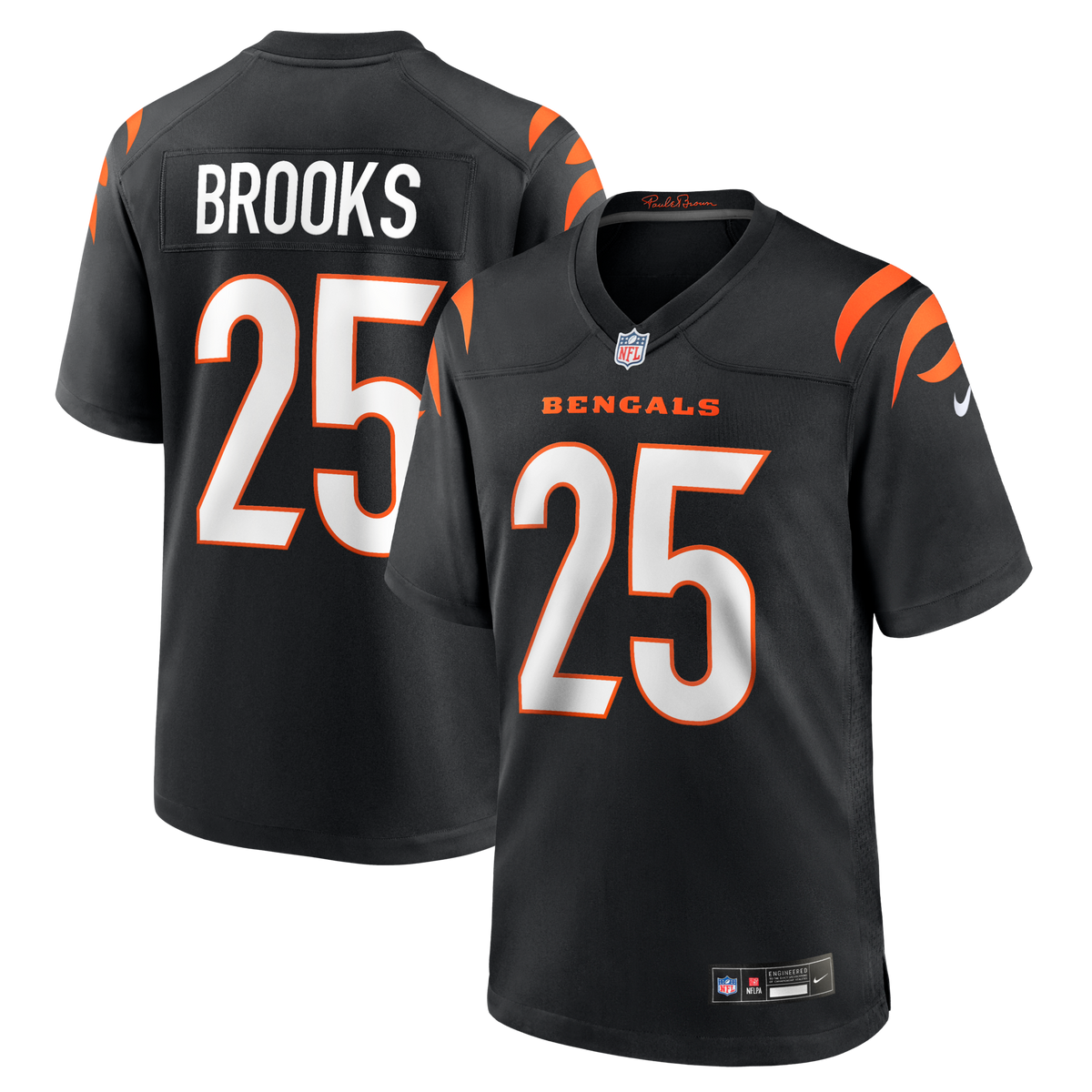 Cincinnati Bengals Tahj Brooks Black Team Game Jersey product image 1, provided for visual reference and product detail