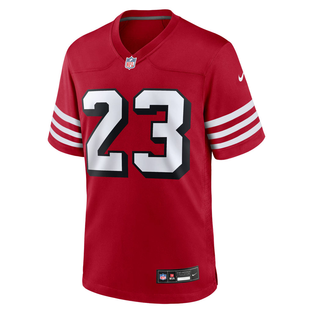 San Francisco 49ers Christian McCaffrey Scarlet Alternate Game Player Jersey product image 7, provided for visual reference