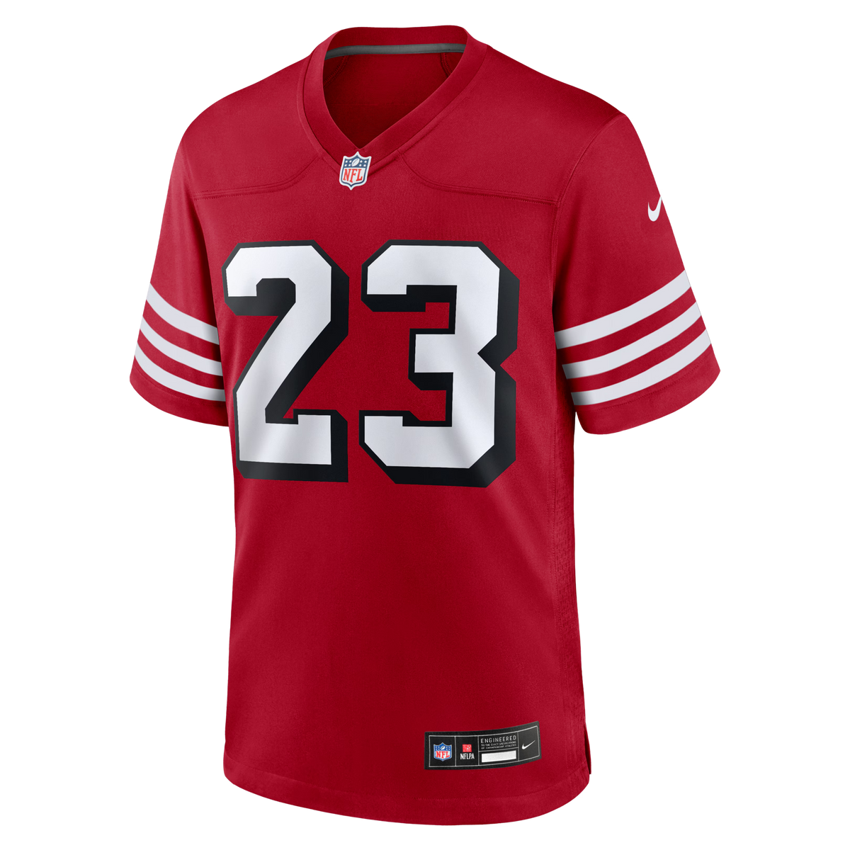 San Francisco 49ers Christian McCaffrey Scarlet Alternate Game Player Jersey product image 7, provided for visual reference