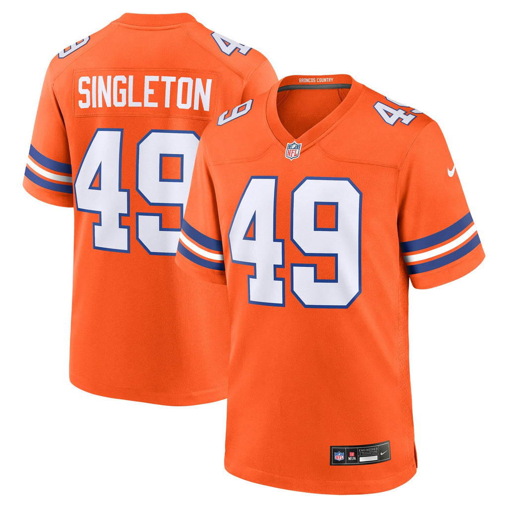 Denver Broncos Alex Singleton Orange Alternate Game Jersey product image 2, provided for visual reference and product detail