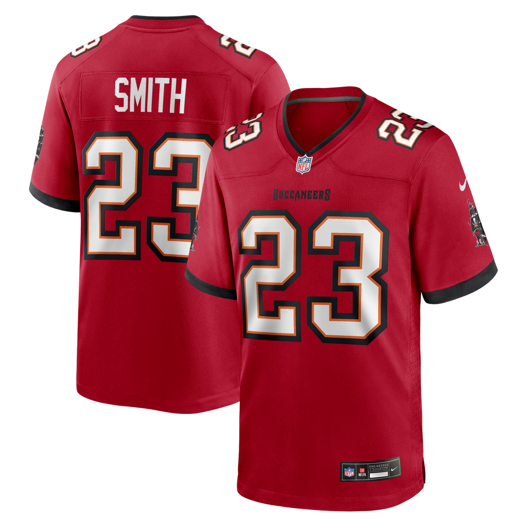 Tampa Bay Buccaneers Tykee Smith Red Game Jersey product image 1, provided for visual reference and product detail review
