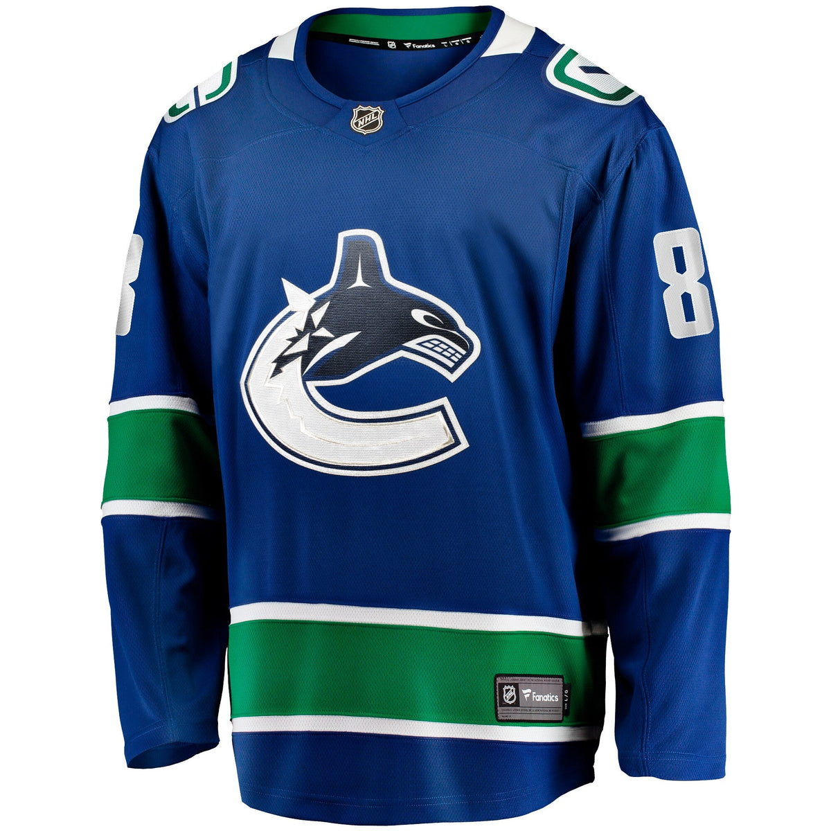 Vancouver Canucks Conor Garland Blue Home Breakaway Jersey product image 3, provided for visual reference and product detail