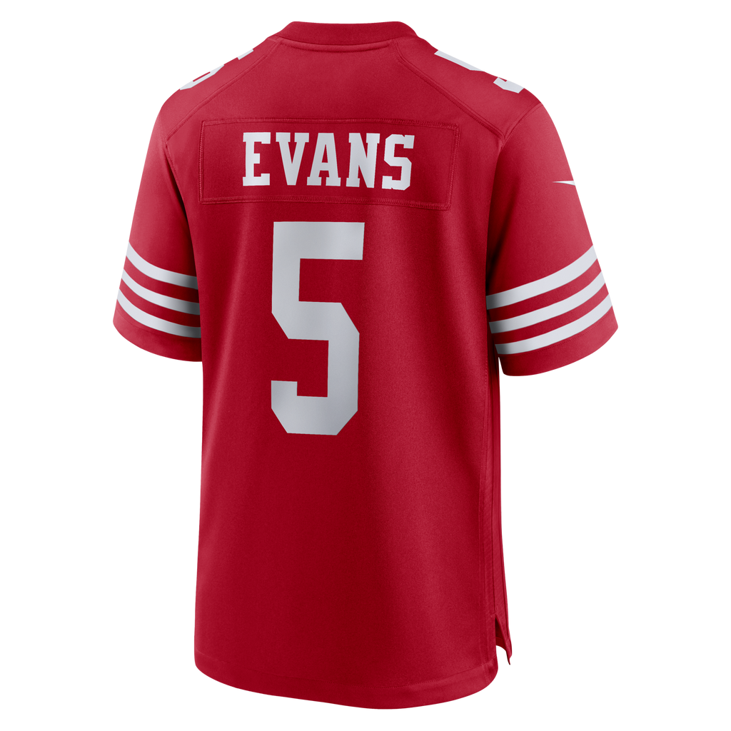 San Francisco 49ers Mike Evans Scarlet 80th Anniversary Game Jersey product image 8, provided for visual reference and