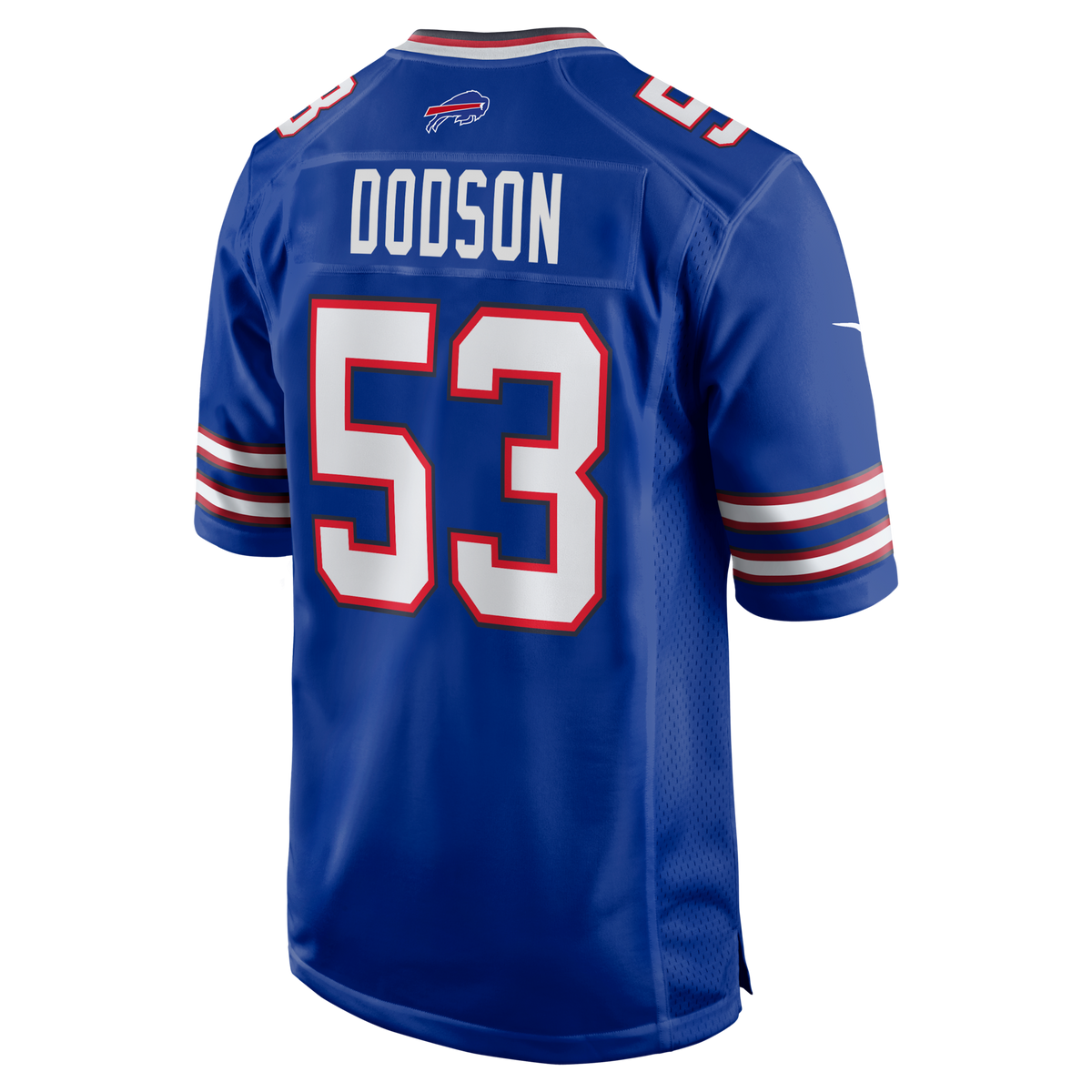 Buffalo Bills Tyrel Dodson Royal Game Player Jersey product image 3, provided for visual reference and product detail review