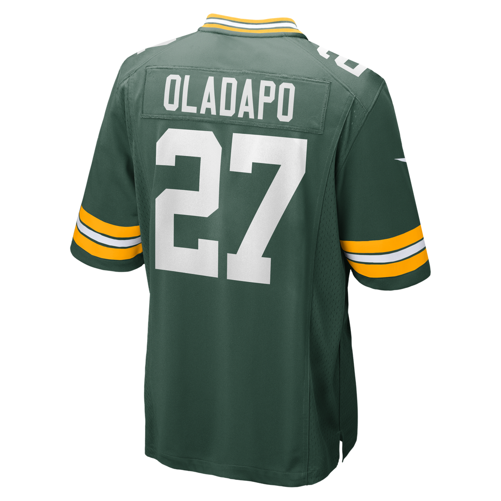 Green Bay Packers Kitan Oladapo Green Game Jersey product image 3, provided for visual reference and product detail review