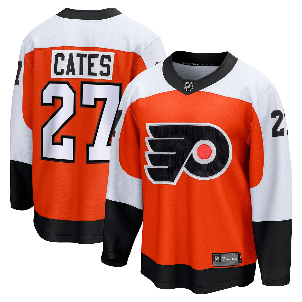 Philadelphia Flyers Noah Cates Orange Home Breakaway Jersey product image 2, provided for visual reference and product