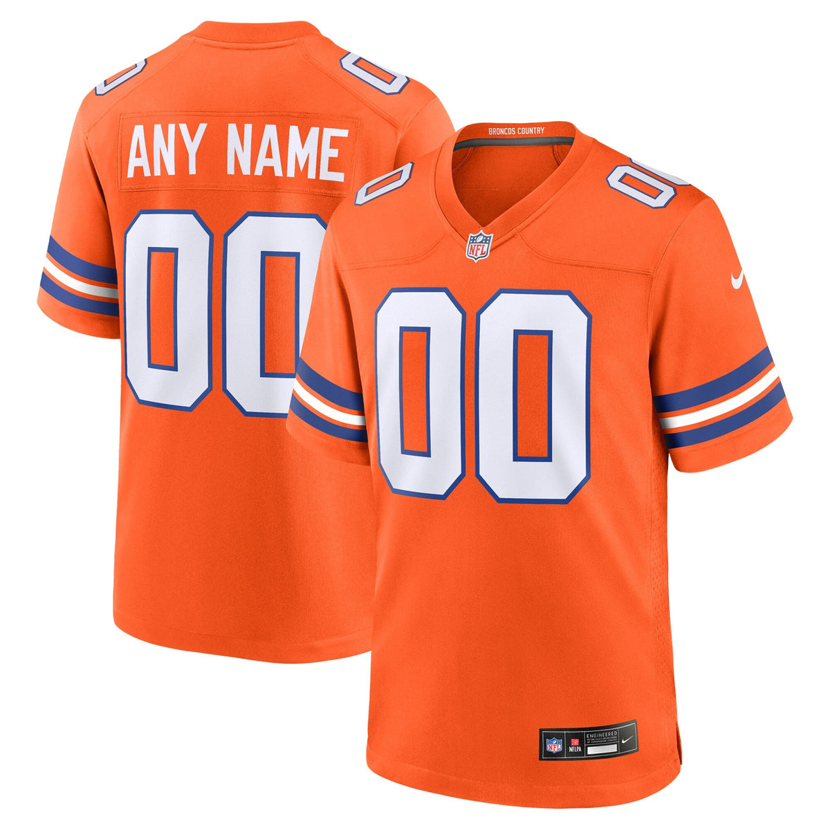 Denver Broncos Orange Mile High Collection 1977 Throwback Custom Game Jersey product image 2, provided for visual reference