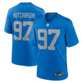 Detroit Lions Aidan Hutchinson Blue Alternate Game Jersey product image 1, provided for visual reference and product detail