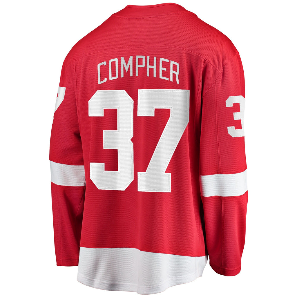 Detroit Red Wings J.T. Compher Red Home Breakaway Jersey product image 4, provided for visual reference and product detail