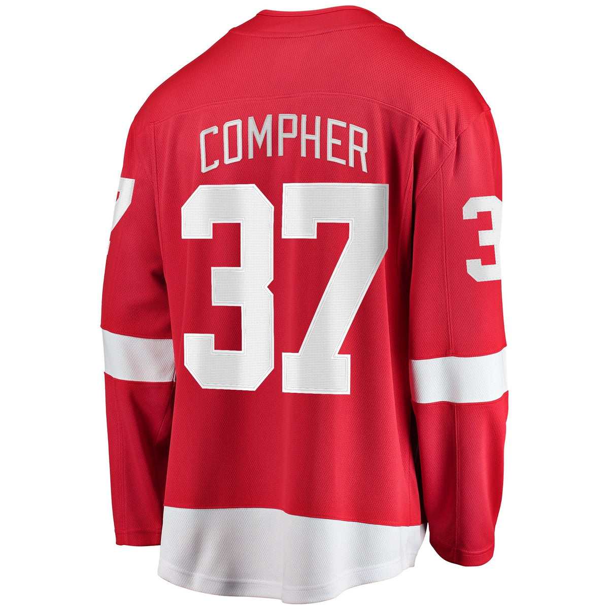 Detroit Red Wings J.T. Compher Red Home Breakaway Jersey product image 4, provided for visual reference and product detail