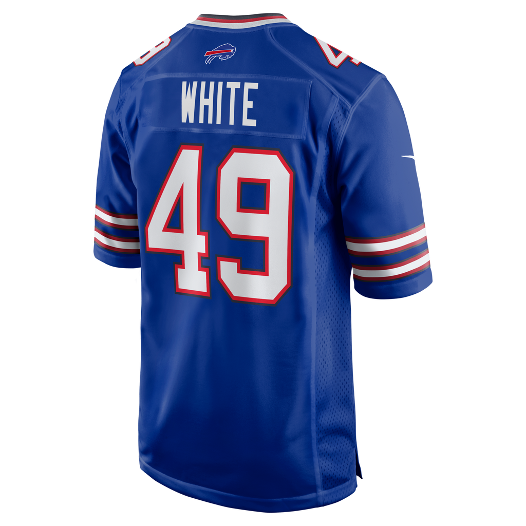 Buffalo Bills DaShaun White Royal Team Game Jersey product image 3, provided for visual reference and product detail review