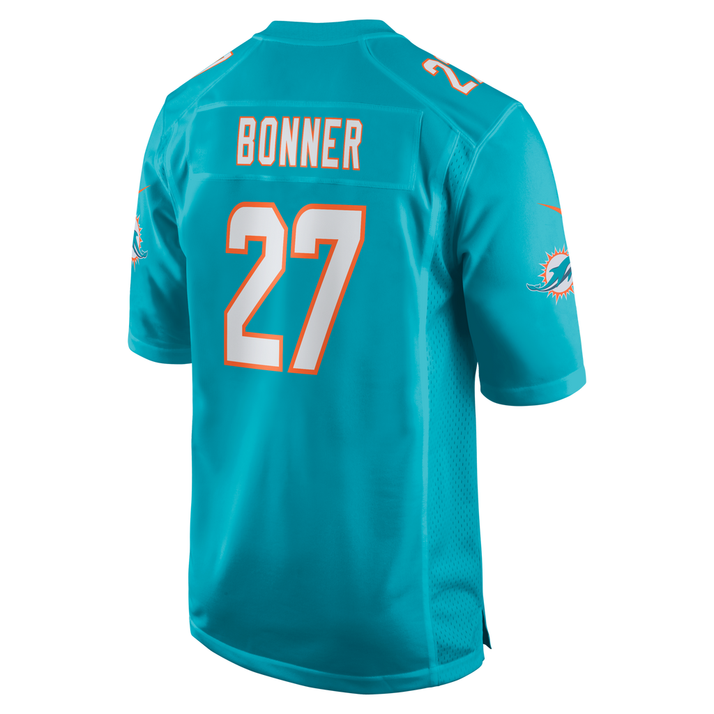 Miami Dolphins Ethan Bonner Aqua Game Jersey product image 3, provided for visual reference and product detail review