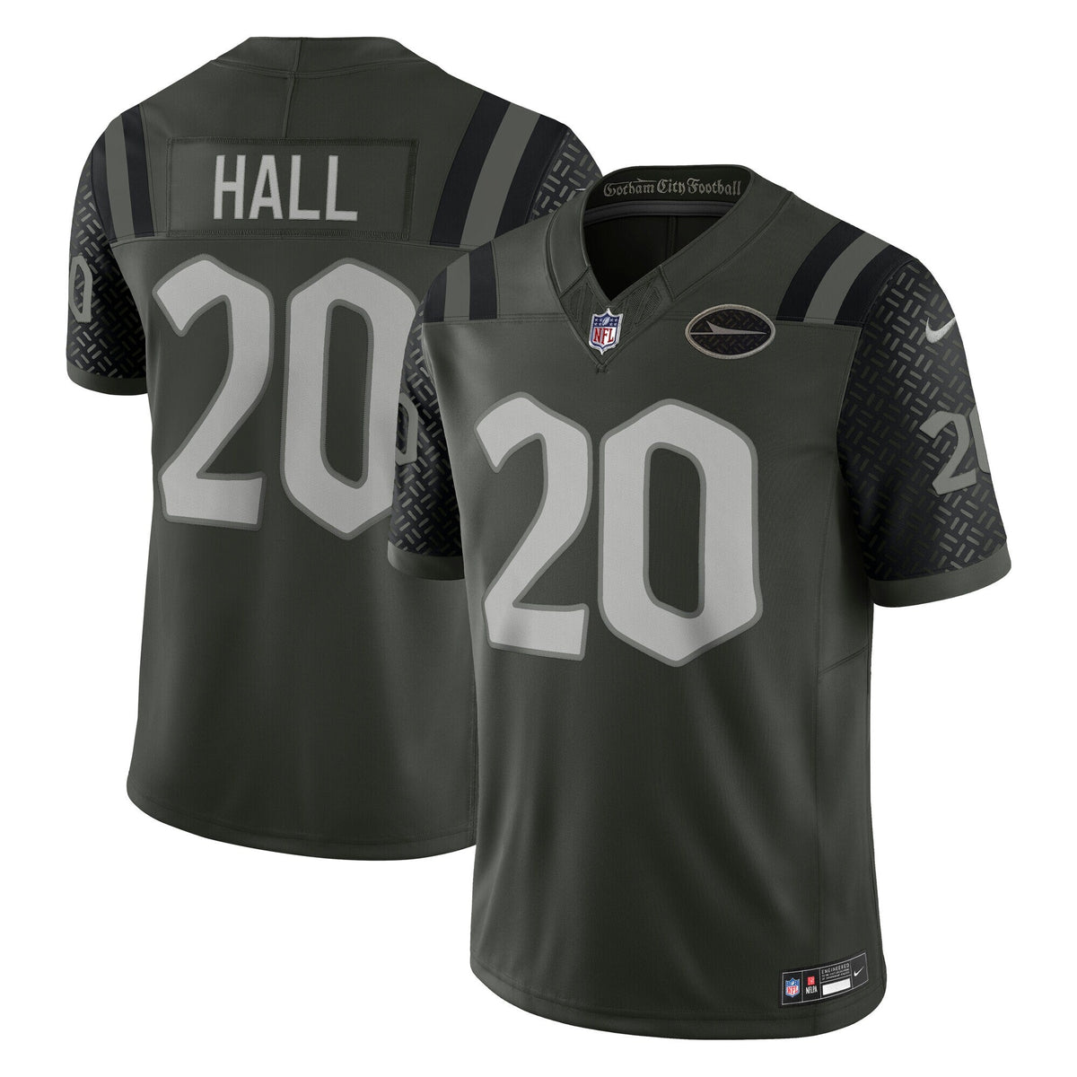 New York Jets Breece Hall Gotham Green 2025 Rivalries Collection Stitched Limited Jersey product image 1, provided for