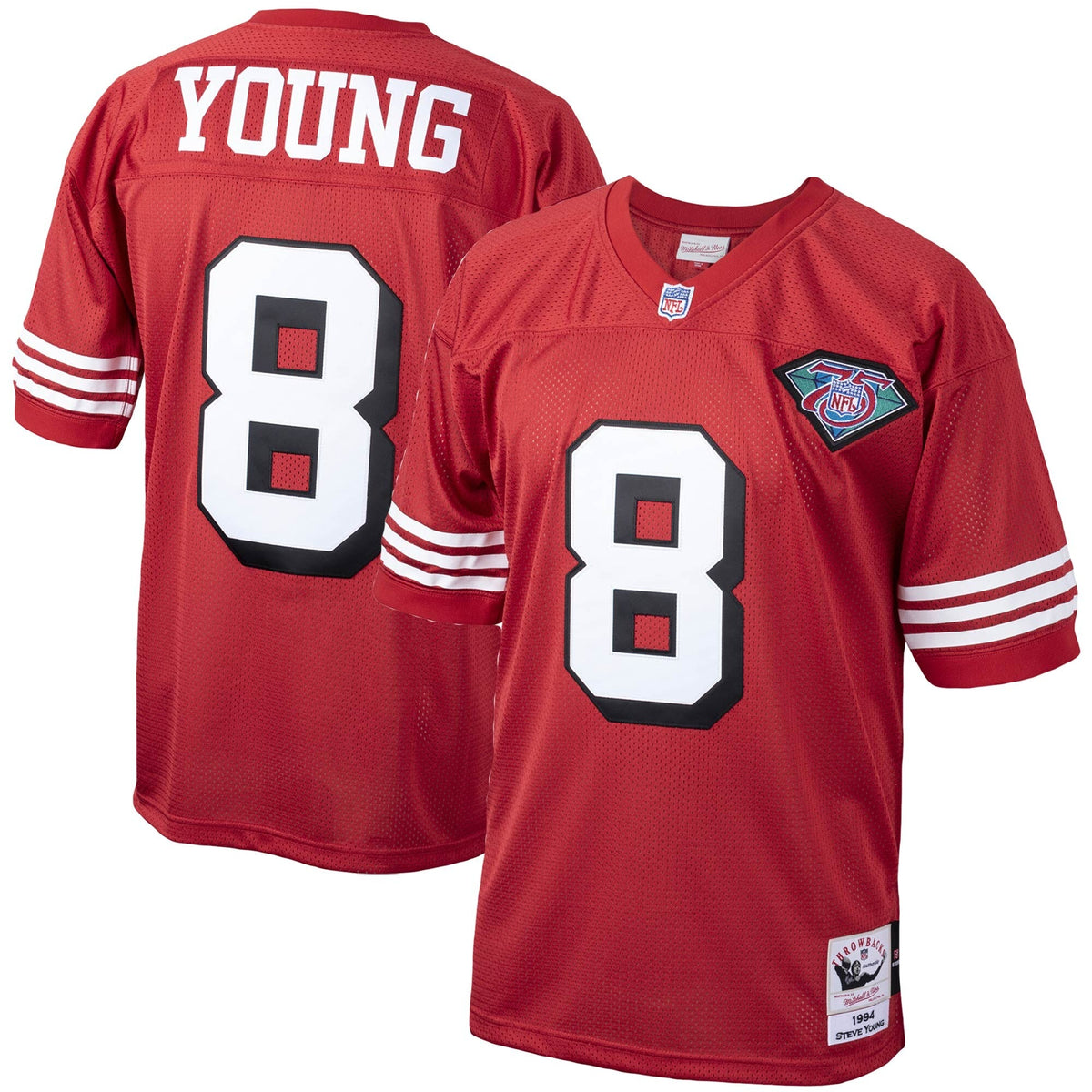 San Francisco 49ers 1994 Steve Young Scarlet Authentic Throwback Retired Player Jersey product image 1, provided for visual