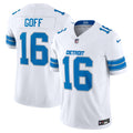 Detroit Lions Jared Goff White Vapor F.U.S.E. Limited Jersey product image 1, provided for visual reference and product