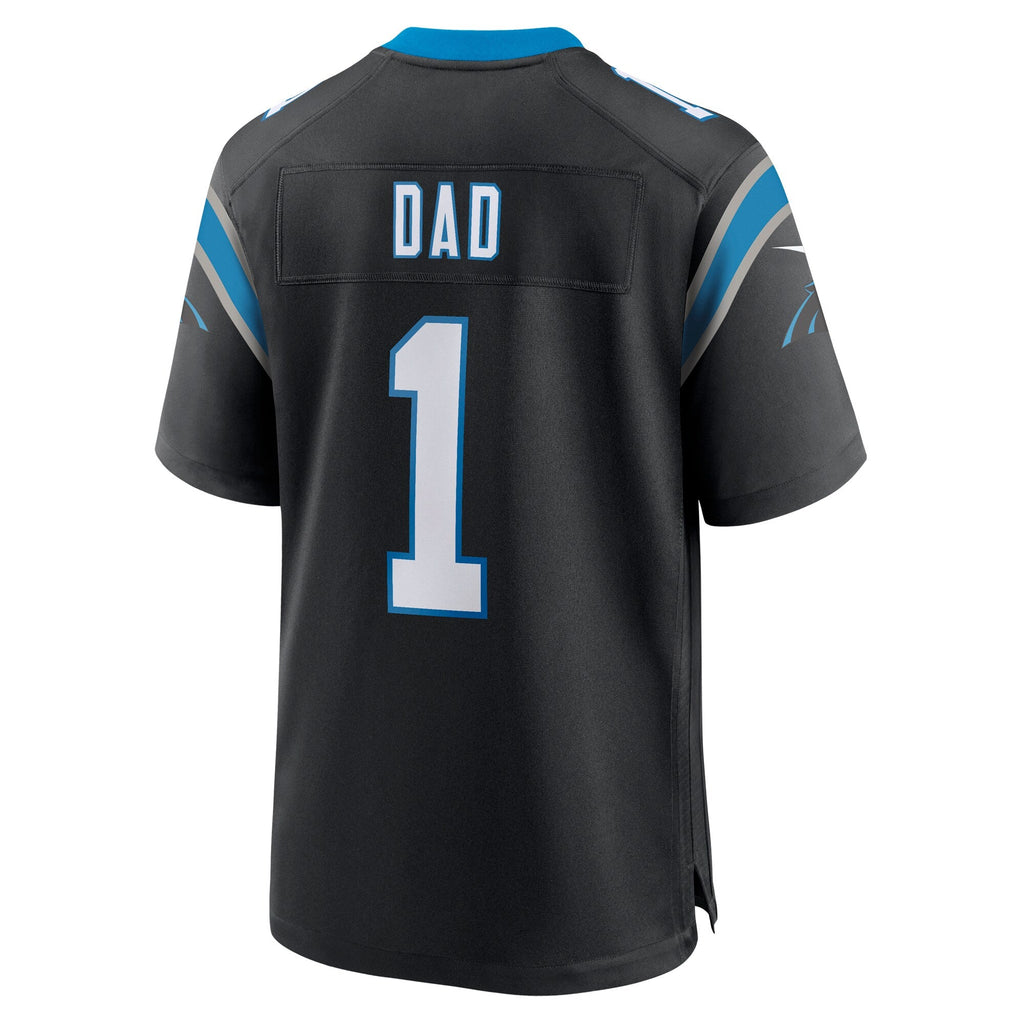 Carolina Panthers Number 1 Dad Black Game Jersey product image 4, provided for visual reference and product detail review
