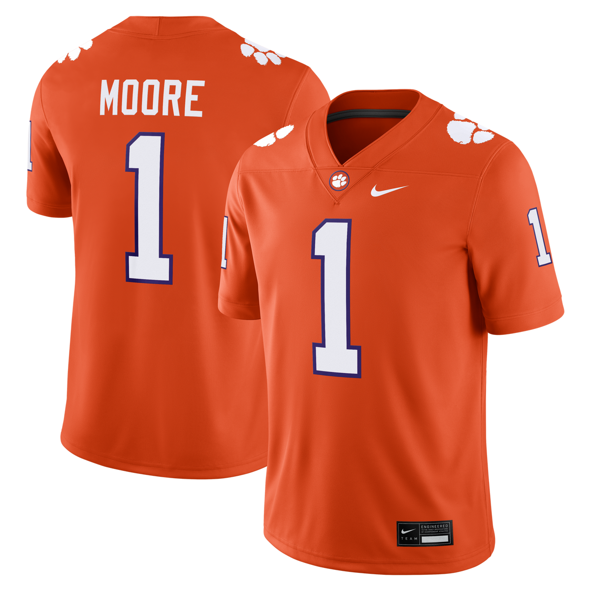 T.J. Moore Clemson Tigers Game Football Jersey - Orange product image 1, provided for visual reference and product detail