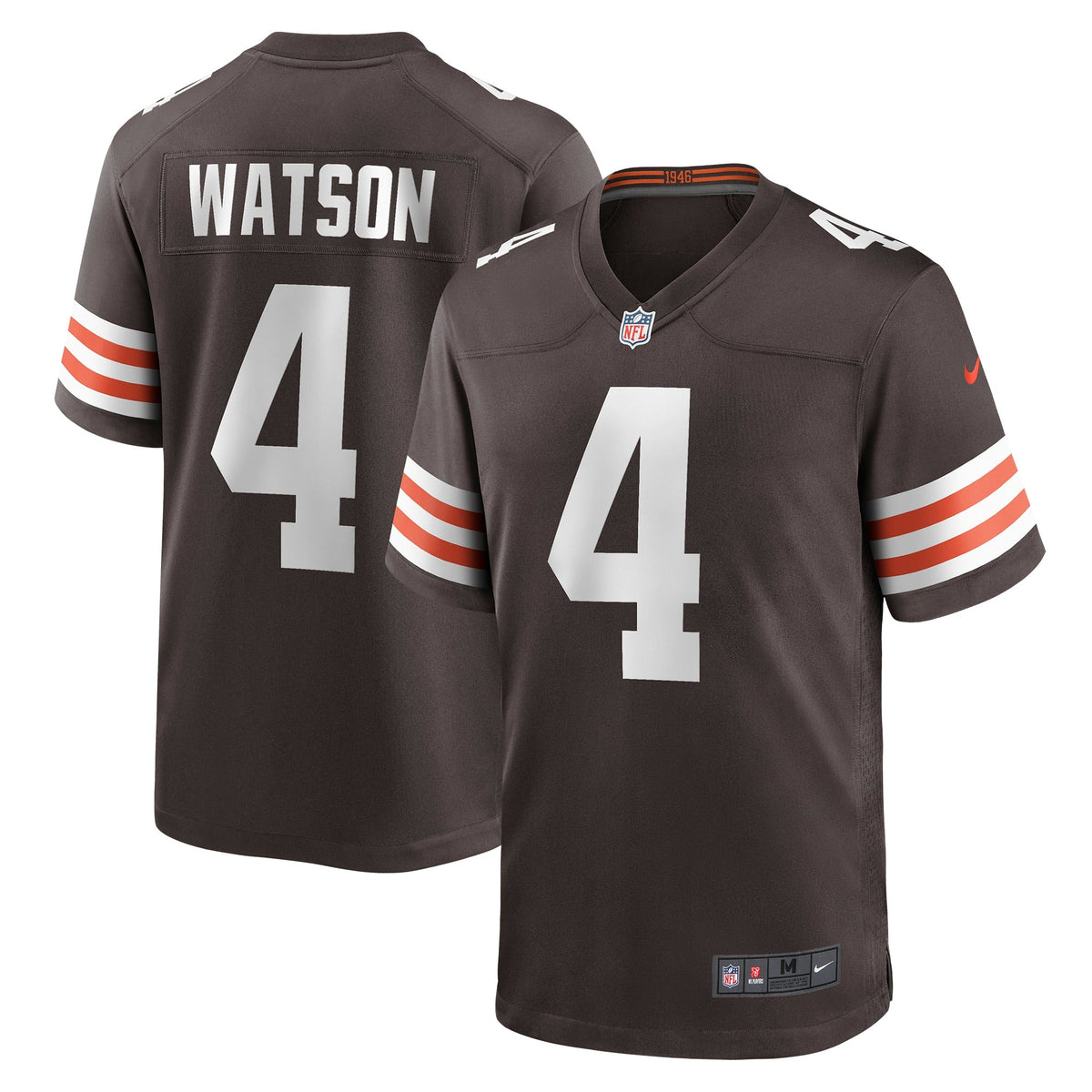Cleveland Browns Deshaun Watson Brown Game Jersey product image 1, provided for visual reference and product detail review