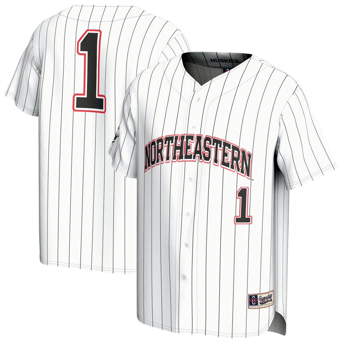 Northeastern Huskies Lightweight Collegiate Baseball Fashion Jersey - White product image 1, provided for visual reference