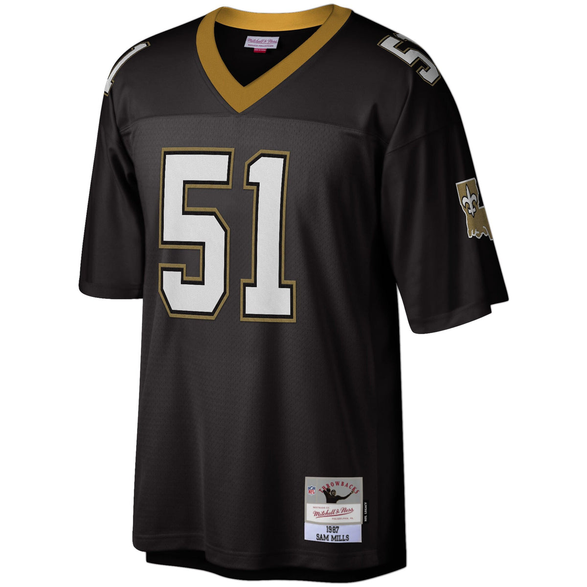 New Orleans Saints Sam Mills Black Legacy Replica Jersey product image 3, provided for visual reference and product detail