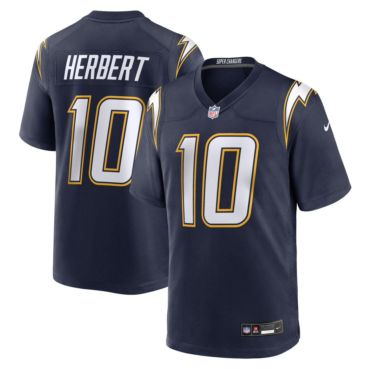 Los Angeles Chargers Justin Herbert Navy Alternate Super Chargers Game Player Jersey product image 1, provided for visual