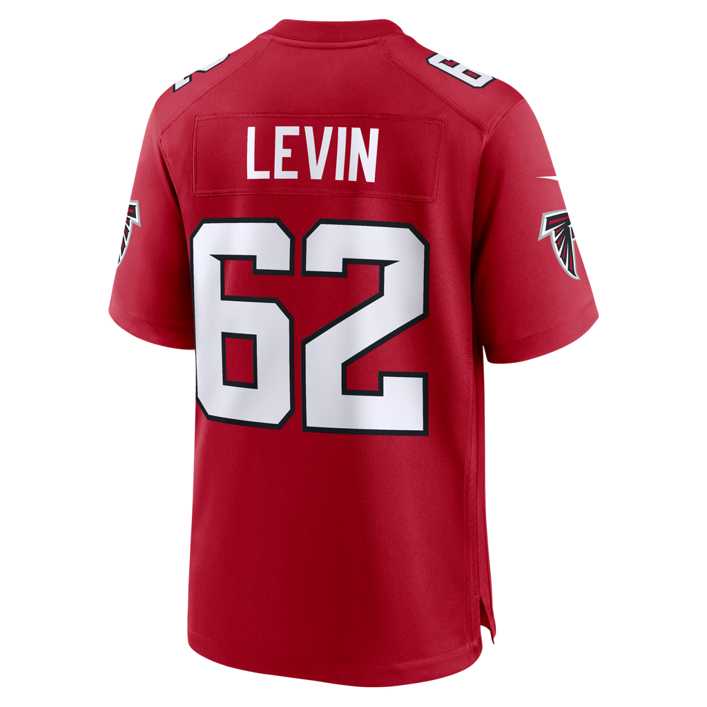 Atlanta Falcons Corey Levin Red Team Game Jersey product image 4, provided for visual reference and product detail review